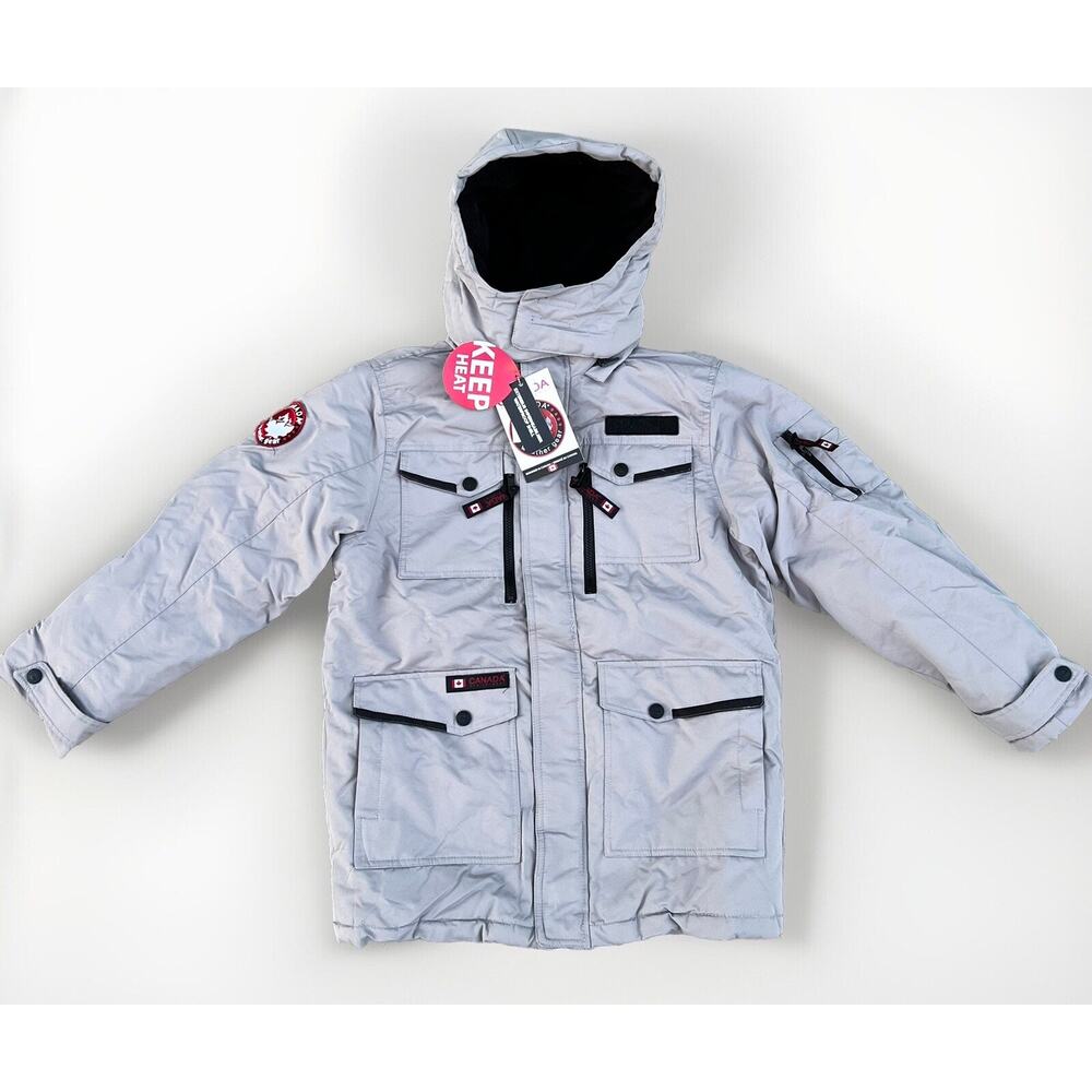 Canada Parka Jacket Weather Gear Waterproof Grey Boys Size Large 14-16 Brand New - Picture 2 of 14